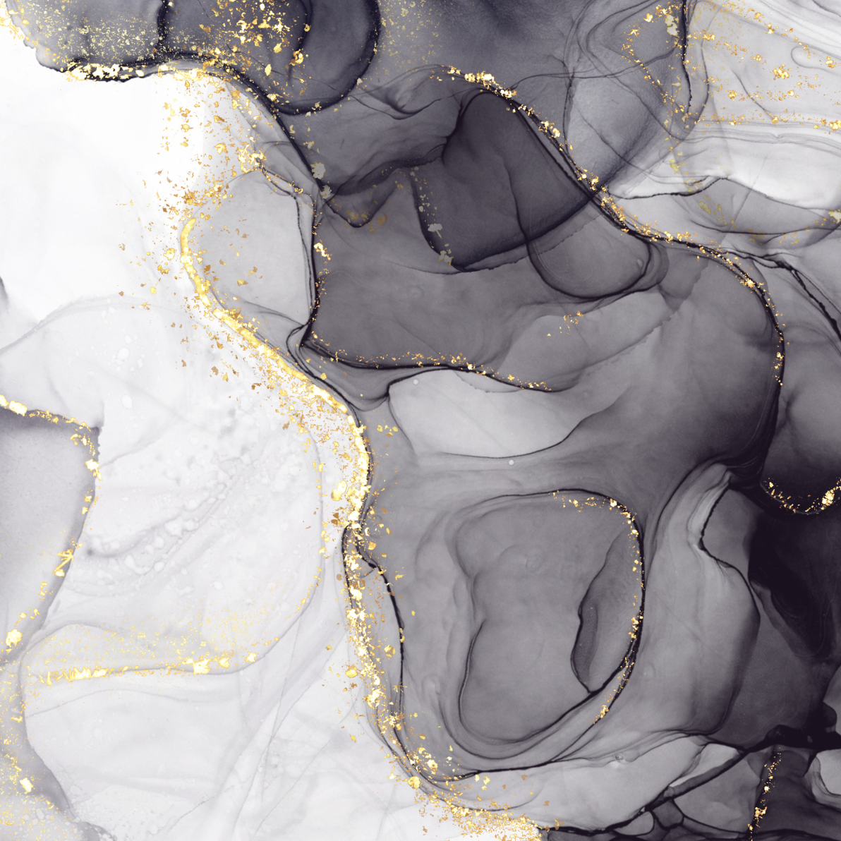 Modern Prints - Black, White and Gold Marble