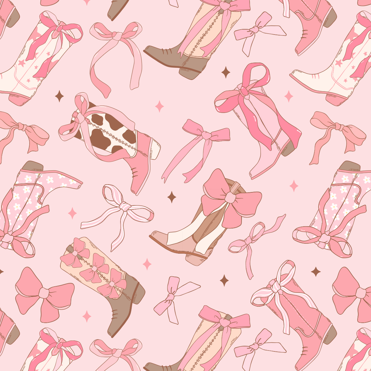 Western Print - Boots & Bows