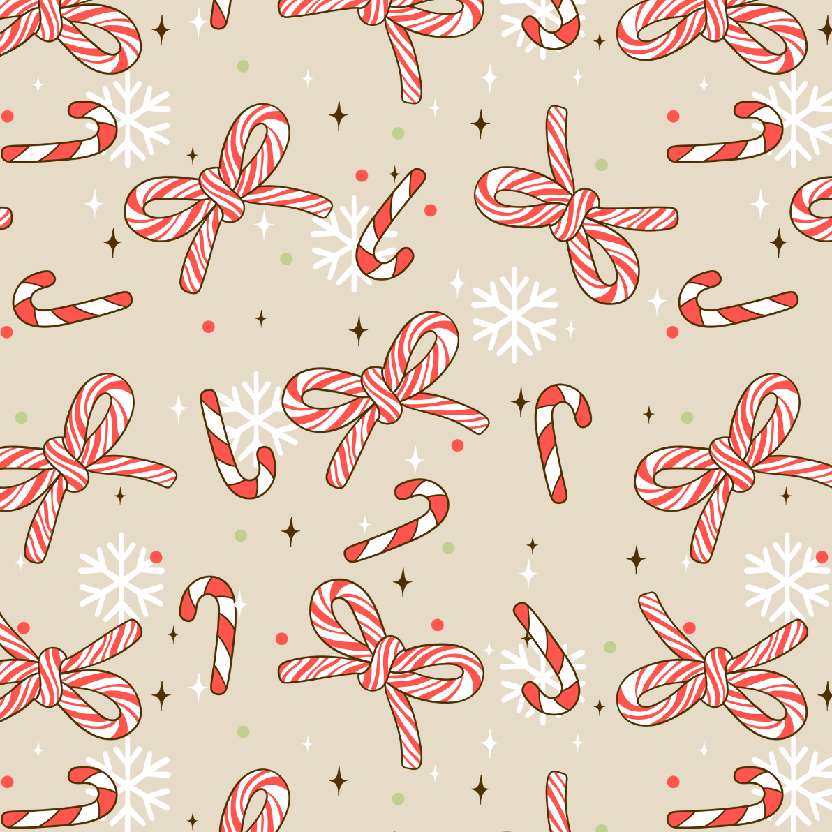 Christmas Prints - Candy Cane Bows