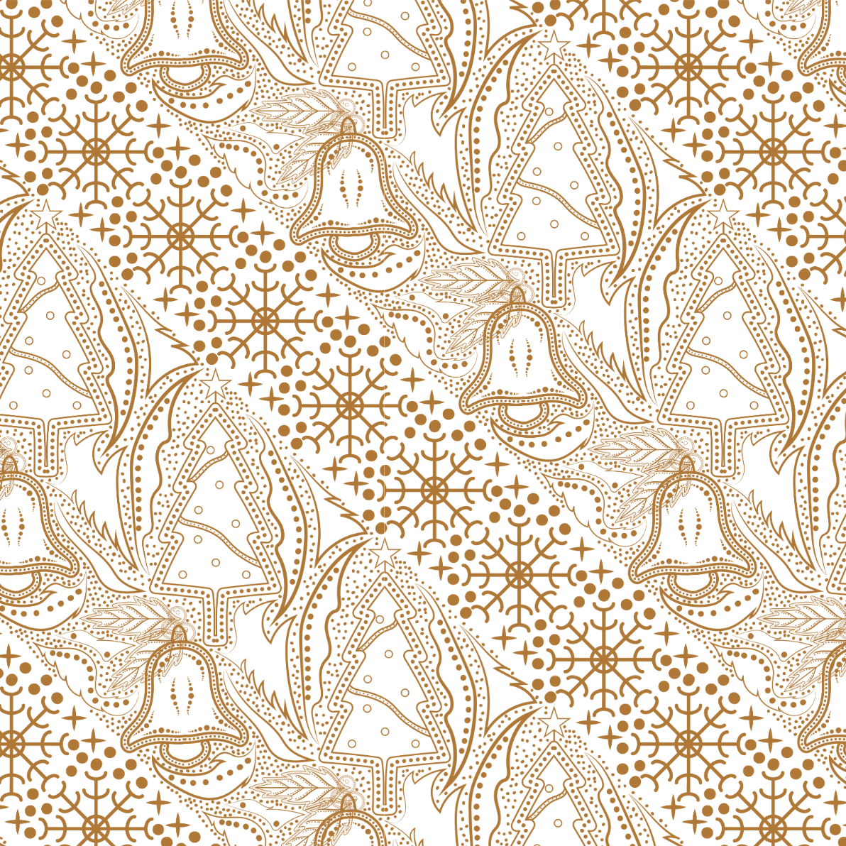 Christmas Prints - Gold and White Bells