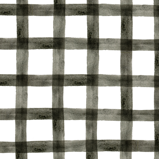 Plaid Print - Black & White Water Plaid